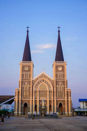 CHANTABURI, THAILAND - 10 AUGUST 2020 : The Cathedral of the Immaculate Conception is a Catholic church and is located in the city of Chanthaburi, Thailand. This is an iconic of Chantaburi built French Style.のeditorial素材