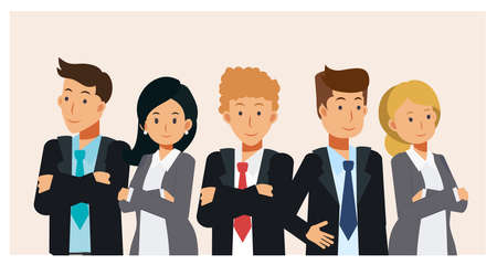 Businessman and businesswoman cartoon character. teamwork concept design. flat vector illustration.のイラスト素材