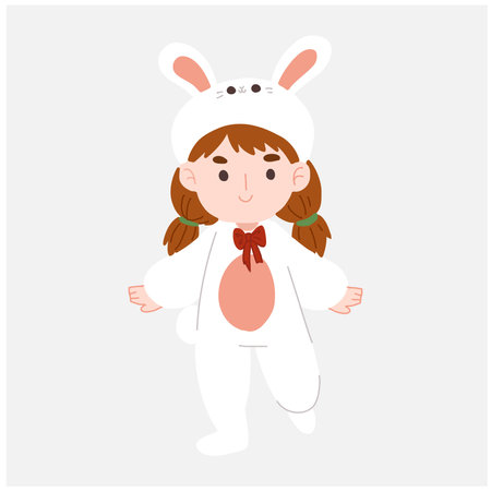 Happy cute girl in bunny costume.のイラスト素材