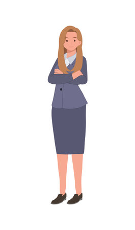 Confident businesswoman concept. Attractive successful business woman. Flat vector cartoon illustrations.のイラスト素材