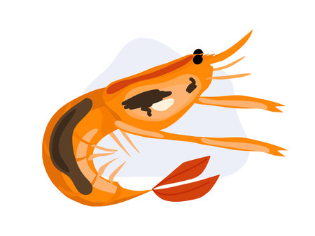 single Grilled Giant prawn . seafood cartoon vector illustrationのイラスト素材
