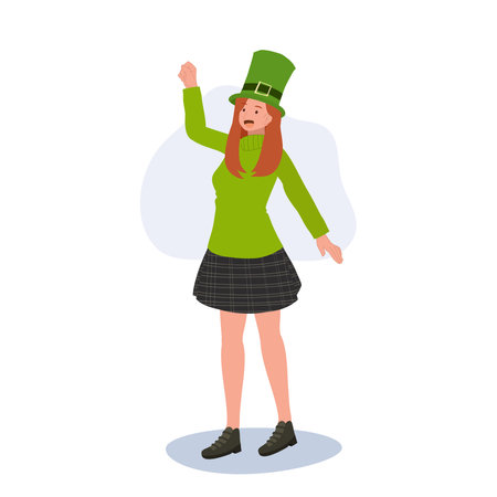 Festivity Woman in Cultural St Patricks Day Celebration. Smiling Woman Celebrate  St Patrick's Dayのイラスト素材