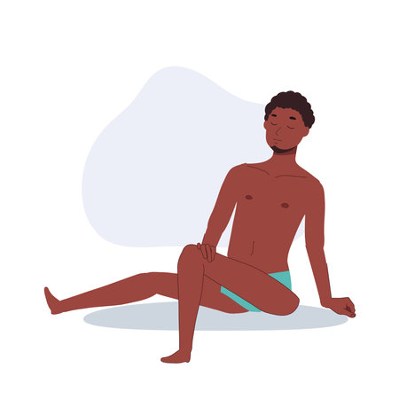 Summer Vacation concept. Beach Sunbathing. Man Lounging on Beachのイラスト素材