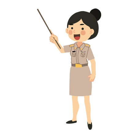 Happy Smiling Thai Teacher Teaching ,  Female Teacher Conducting Engaging Lessonのイラスト素材