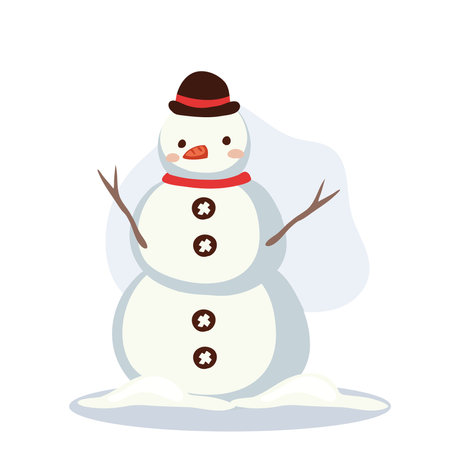 Cute Snowman in Winter Outfit. Perfect for Holiday and Festive Winter Scenesのイラスト素材