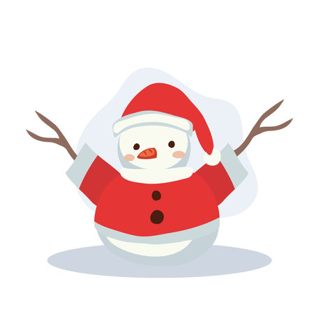 Cute Snowman in Winter Outfit. Perfect for Holiday and Festive Winter Scenesのイラスト素材