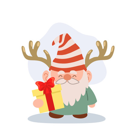 Charming cartoon Christmas gnome illustration. Holiday Cartoon Gnome for Christmasのイラスト素材