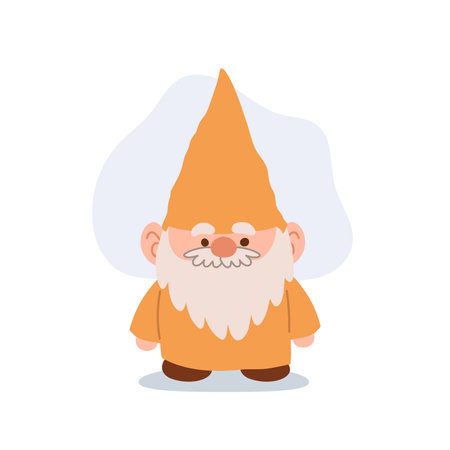 cute gnome in yellow outfit cartoon vector character for fairytale and fantasy themesのイラスト素材