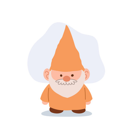 cute gnome in pastel orange outfit cartoon vector character for fairytale and fantasy themesのイラスト素材