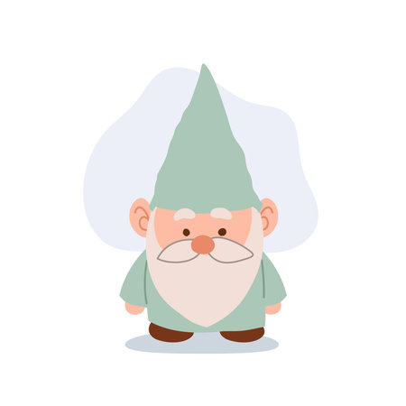cute gnome in mint green outfit cartoon vector character for fairytale and fantasy themesのイラスト素材