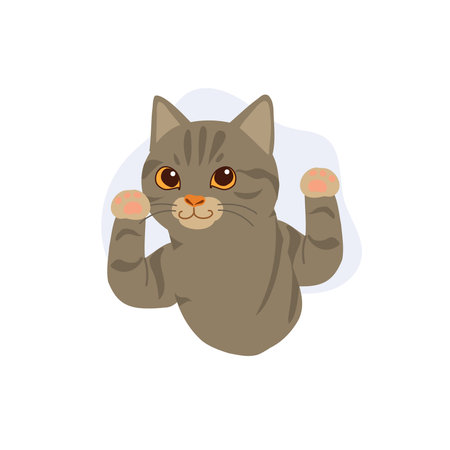 adorable cartoon cat with big eyes and pink paws perfect for pet lovers and design projectsのイラスト素材