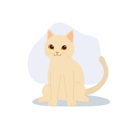 cute sitting kitten white cat for pet lovers animal icons and minimalist flat art collectionsのイラスト素材