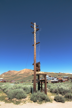 Telegraph pole - Bodie Ghost town - Californiaの写真素材
