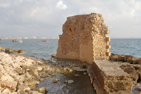 Old Harbor Tower - Acre - Israelの写真素材