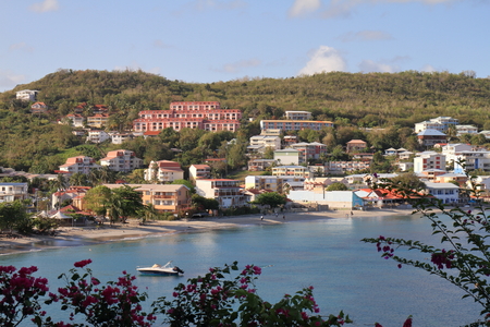 Houses on the beach in Anse Mitan - Trois-Ilets - Martiniqueの写真素材