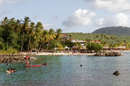 29-JUL-2018 La Pointe du Bout, Les Trois Ilets, Martinique, FWI - Sunday at the beachのeditorial素材