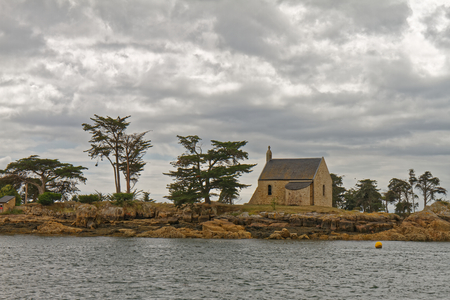 Small Chapel on Boedic Island - Gulf of Morbihan - Brittany, Franceの写真素材