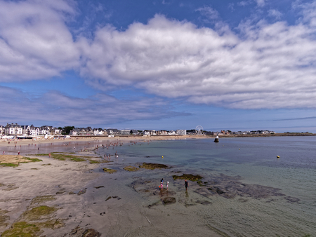 Quiberon, Brittany, France - 15 AUG 2018 - People at the beachのeditorial素材