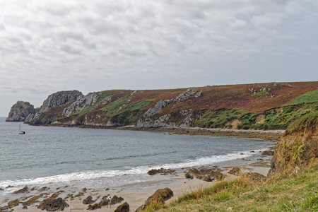 Veryac'h beach - Pen Hir peninsula - Camaret, Finistere, Brittany, Franceの写真素材
