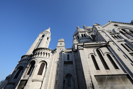 Back view of Sacre-coeur cathedral of Montmartre - Paris, Franceの写真素材
