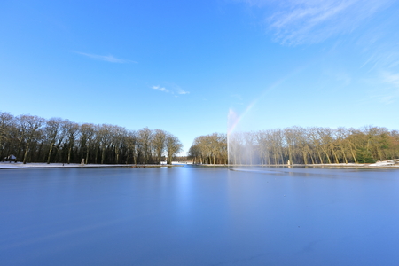 30 JAN 2019 - PARIS - France - Snow cover in Sceaux Park after storm Gabrielの写真素材