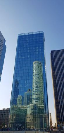 9 OCT 2018 - La DÃ©fense towers and skyline - Paris, Franceのeditorial素材