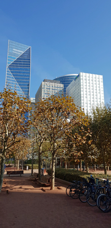 9 OCT 2018 - La DÃ©fense towers and skyline - Paris, Franceのeditorial素材