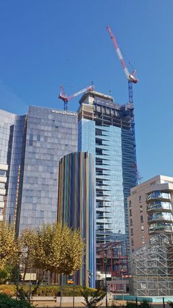 9 OCT 2018 - La DÃ©fense towers and skyline - Paris, Franceのeditorial素材