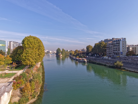 River Seine in Neuilly, Franceの写真素材