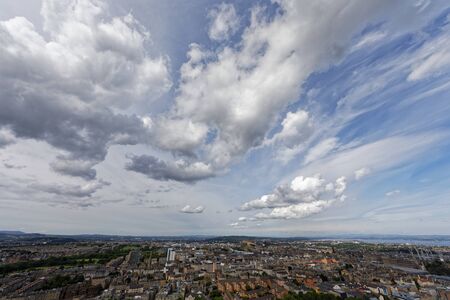 Edinburgh cityscape view from Holyrood park - Edinburgh, Scotland, United Kingdomの写真素材