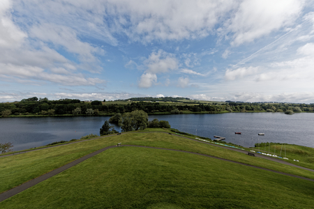 View on the loch from Linlithgow Palace - Edinburgh, Scotland, United Kingdomのeditorial素材