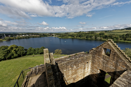 View on the loch from Linlithgow Palace - Edinburgh, Scotland, United Kingdomのeditorial素材
