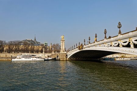 Paris, France - Alexandre III bridge and Grand Palaisの写真素材