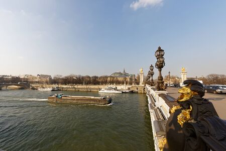 Paris, France - Alexandre III bridge and Grand Palaisの写真素材