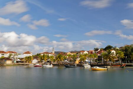 les Trois-Ilets, Martinique, FWI - The village and the seafront (Long exposure)の写真素材