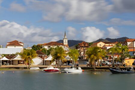 les Trois-Ilets, Martinique, FWI - The village and the seafront (Long exposure)の写真素材