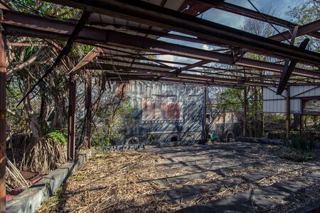 Ruins of an old movie theater in an older small fort in La Pointe du Bout - Les Trois Ilets, Martinique, FWIの写真素材
