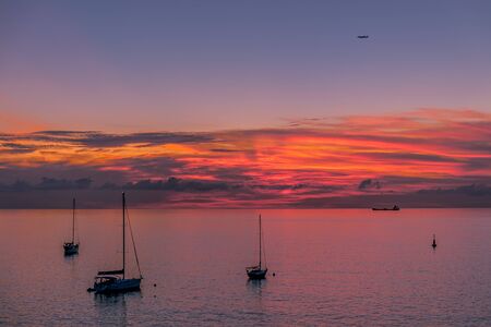 les Trois-Ilets, Martinique, FWI - Sunset in Anse Mitanの写真素材