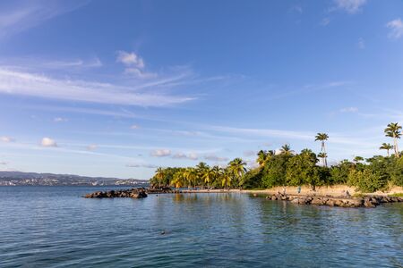 11 SEP 2019 - Les Trois-Ilets, Martinique, FWI - Caribbean beach in La Pointe du Boutの写真素材