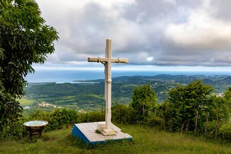 Le Vauclin, Martinique, FWI - Cross on the top of Vauclin Mountainの写真素材