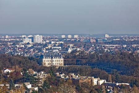 Sceaux, France - View to Sceaux Castle from Henri Sellier Park in Le-Plessis-Robinsonのeditorial素材