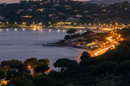Sainte Maxime, Var, France - La Nartelle beach at night