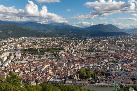 Grenoble, Isere, France - View to the city from the Bastille Fortressの写真素材