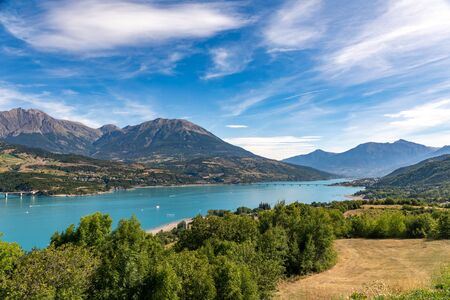 Lake Serre-Poncon, Alps, Franceの写真素材