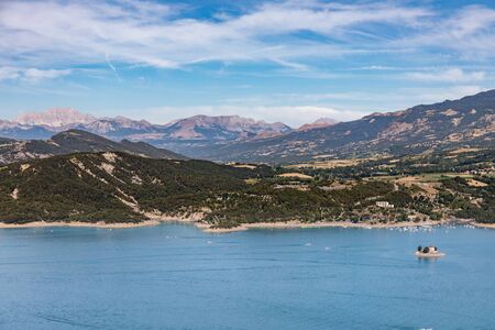 Lake Serre-Poncon, Alps, Franceの写真素材
