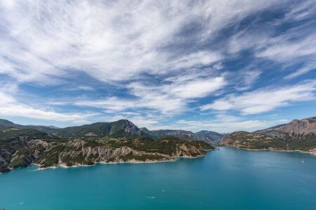 Lake Serre-Poncon, Alps, Franceの写真素材