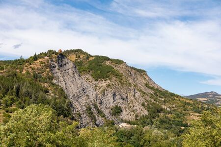 Mountain and cliff near Tallard, Alps, Franceの写真素材