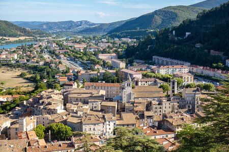 Sisteron, Alps, france - View to the city from the Citadelの写真素材