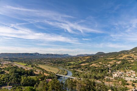 Sisteron, Alps, france - View to the Durance valley from the Citadelの写真素材