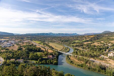 Sisteron, Alps, france - View to the Durance valley from the Citadelの写真素材